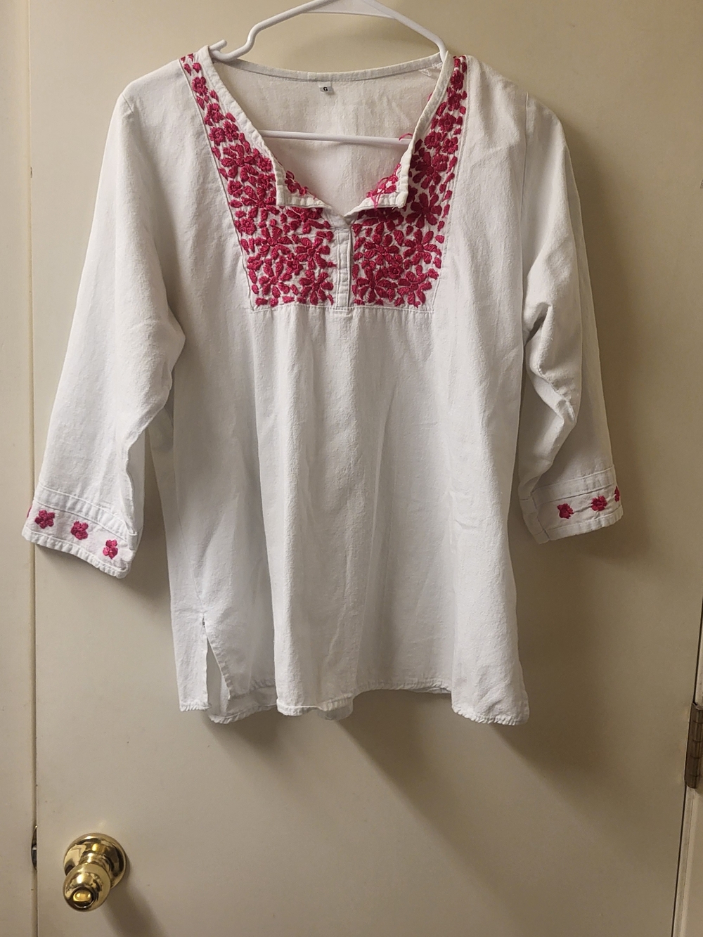 Traditional Mexican Embroidered Cotton Top